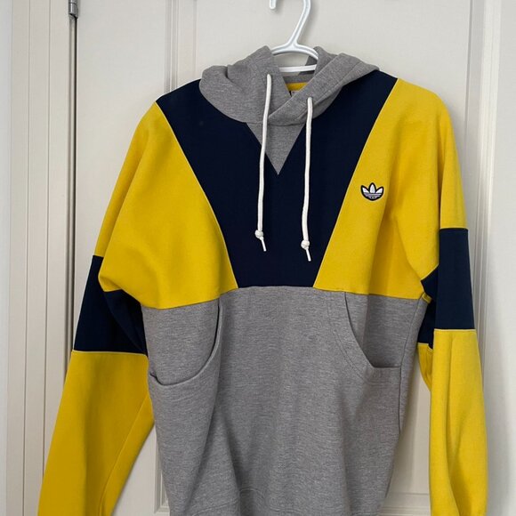 Adidas Originals MENS Samstag Panel Hoody Grey/Yellow FM2209 - Picture 5 of 6